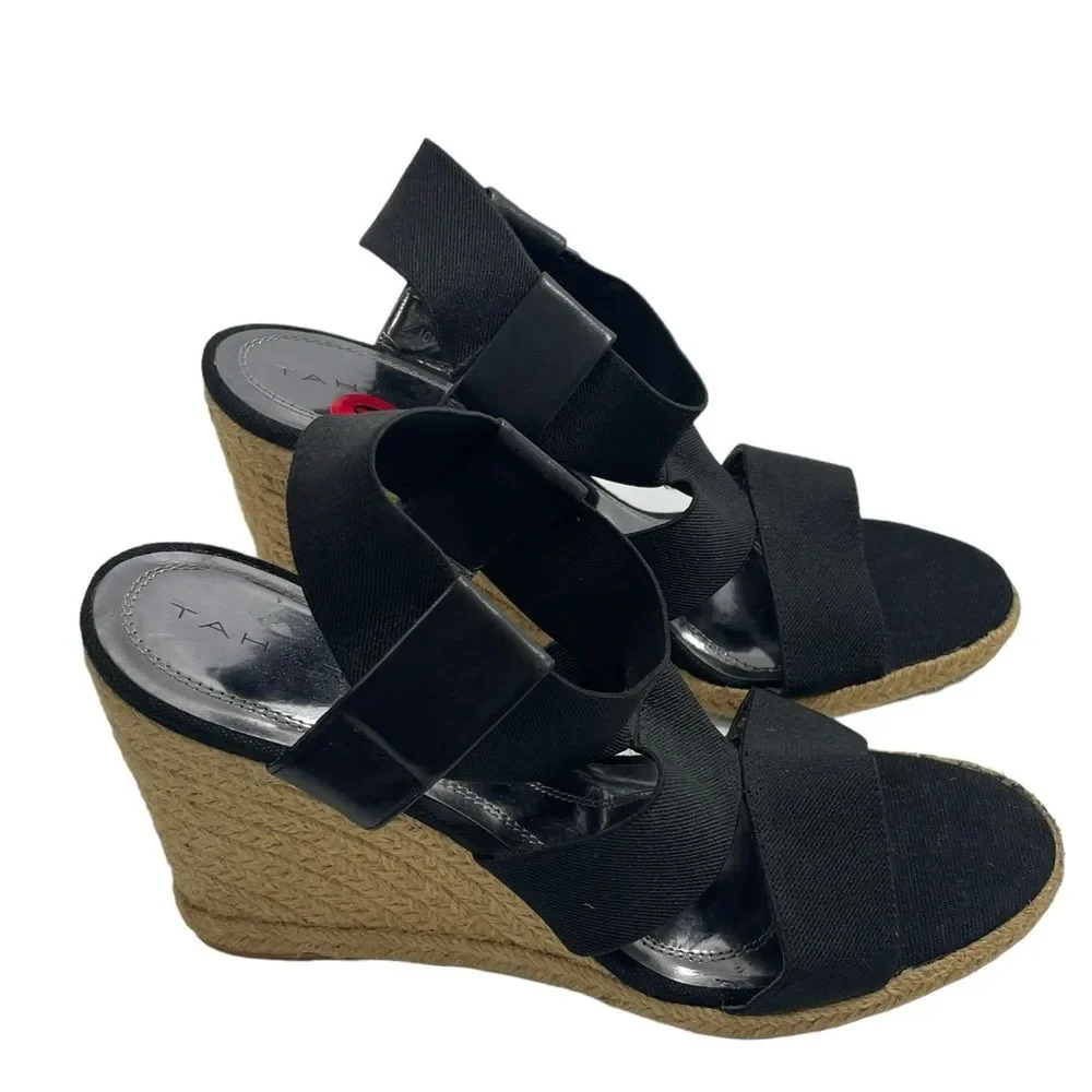 NEW Tahari Wiley Caged Stretch Espadrille Wedge Sandals Size‎ 10 Shoes